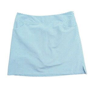 Adidas Athletic Golf Skort Skirt, Plaid Print, Blue White Women's Size 8
